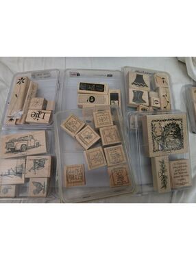 Stampin' Up! Wood Mounted Rubber Stamp Set Lot of 6 / Vintage